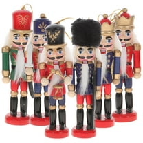 GOOHOCHY Hanging Nutcrackers Craft 6Pcs Wooden Soldier Shape in Assorted Colors for Christmas and Home
