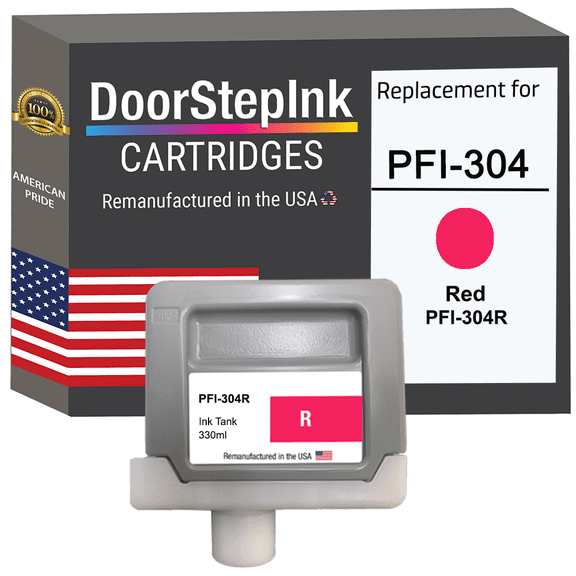 Remanufactured DoorStepInk Ink Cartridge for Canon PFI-304 330ML Red