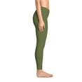 thumbnail image 4 of Hunter Green Color Leggings Women Poly-Span Solid Color Print Green Leggings 10, 4 of 8