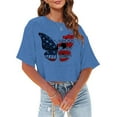 thumbnail image 2 of TSADFHJI T-Shirt pour Femmes Pack Coton Crop Tops Décontractés Mode Imprimé Col Rond Manches Courtes Chandail T-Shirt S Bleu, 2 of 4