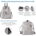thumbnail image 3 of Mochila para mujer, impermeable, antirrobo, ligera, de piel sintética, moderna, para viajes, multiusos, convertible, bolso de hombro, bolso de mano, mochila, 3 of 4