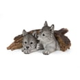 thumbnail image 2 of Gray Wolf Cubs Hiding Under Log  Statue, 2 of 5