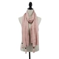 thumbnail image 2 of Women Plaid Wood Bead Tassel Cotton Scarf Lightweight Wrap Shawl Dusty Rose, 2 of 4