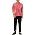 thumbnail image 2 of INSPIRE CHIC Glitter Polo Shirts for Men's Shiny Tops Short Sleeve Disco Metallic Polo L Red, 2 of 5