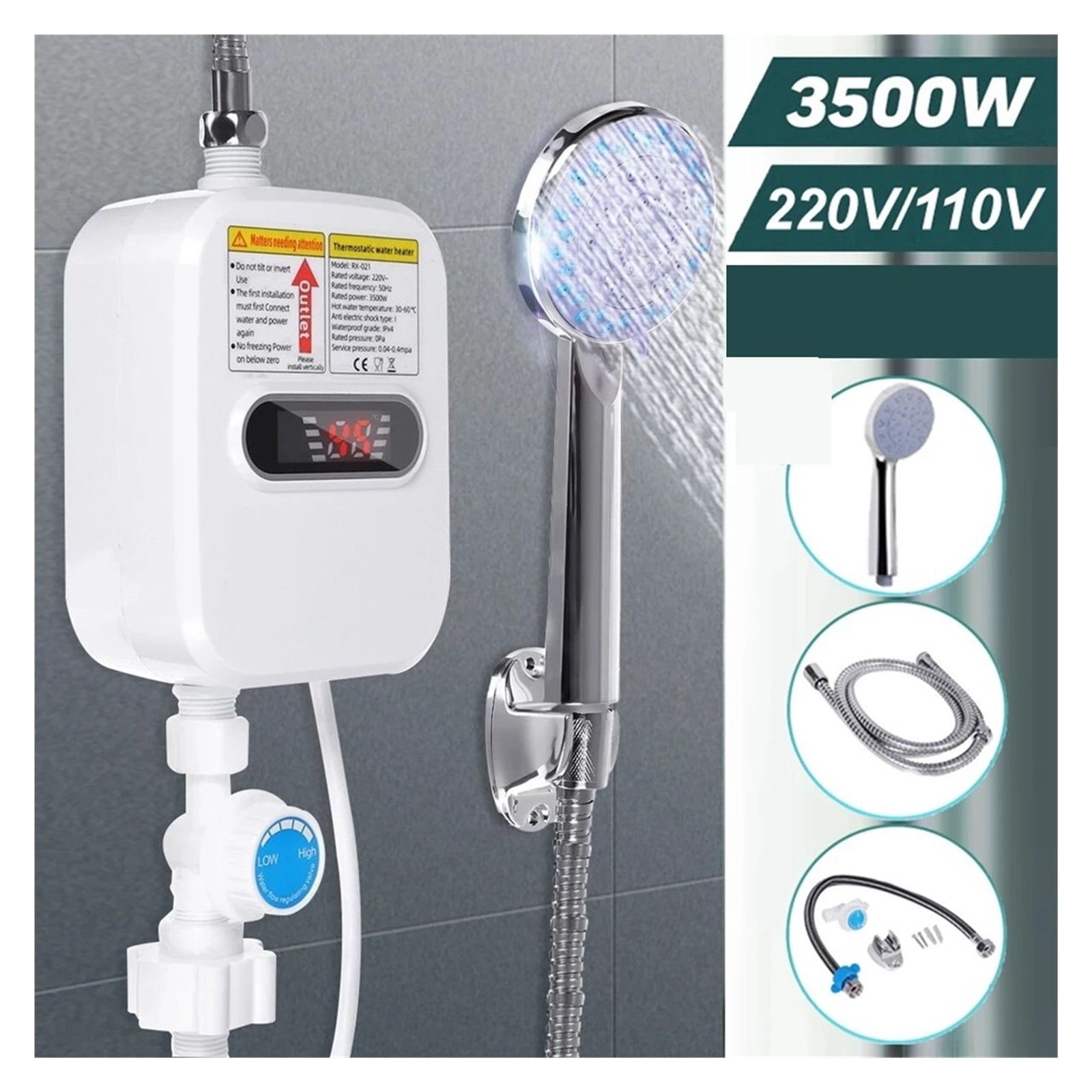 3500W Electric Thankless Instant Hot Water Heater Bathroom Faucet Tap Heating 3 Seconds Instant Heating ,Energy Saving