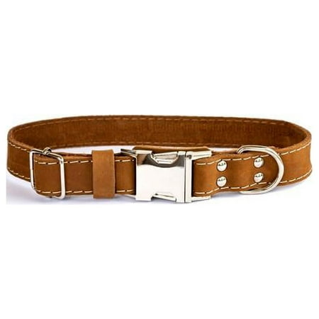 UPC: 0691054808737 | Euro-Dog Luxury Soft Leather Quick Release Collar – Bark Brown – Medium