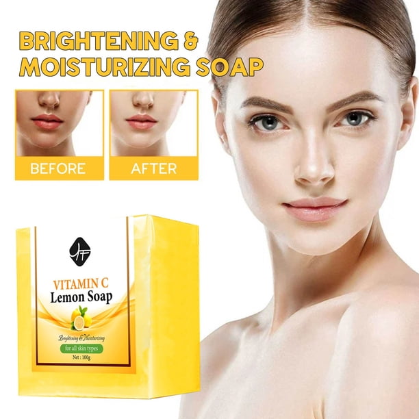Barra de Jabón Facial de Limón y Vitamina C 100g - Limpieza Profunda e Hidratación - Aroma Cítrico Fresco - Suave para Todo Tipo de Pieles - Con Extracto de Limón y Glicerol - 1 Paquete