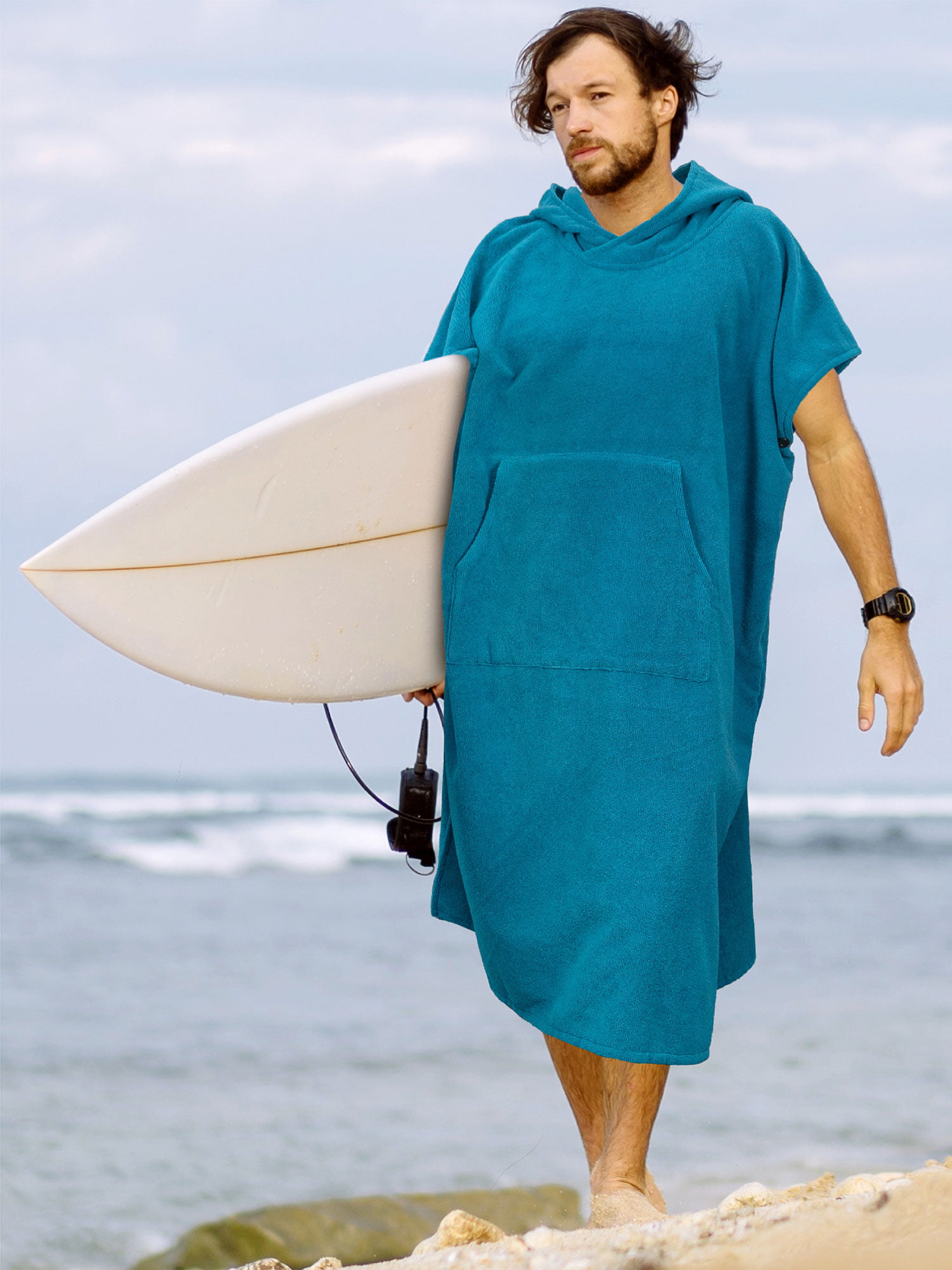 SUN CUBE Surf Poncho Changing Robe with Hood, Thick Quick Dry Microfiber  Wetsuit Changing Towel for Surfing Beach Swim Outdoor Sports Men, Absorbent  Wearable Towel Cover Up, Turquoise Sea Blue 