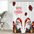 thumbnail image 2 of Extra Long Shower Curtain 72x96 Inch, Christmas Shower Curtain Waterproof Bathroom Decor Xmas Gnomes Red Botanical Red Green Fabric Bath Curtain Set Accessories with Hooks, 2 of 6