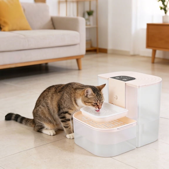 Cordless Pet Water Fountain, 4.5L Large Dual Tank Automatic Dog & Cat Dispenser