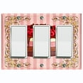 thumbnail image 1 of Metal Light Switch Plate Cover Elegant Strawberry Cake Striped Wallpaper Pink CAK055, 1 of 13