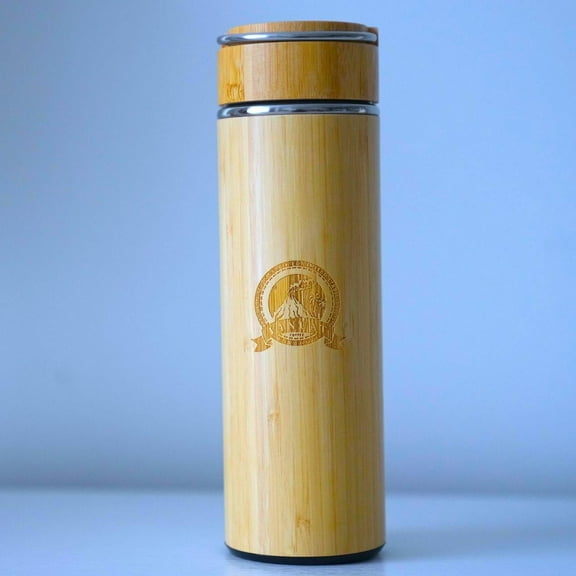 Vanuat BAMBOO CRAFT THERMOS Cup Double Wall Vacuum Coffee Tumbler Tea Mug Handle Insulated Stainless Steel Water Beverage Bottle Dispenser Slate Matte Para Café Collection (15.1 ounces)