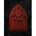thumbnail image 3 of XL Cathedral Window Red Glitter Holo Vinyl Embroidered Iron On Patch, 3 of 7