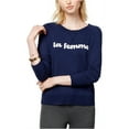 thumbnail image 3 of maison Jules Womens La Femme Sweatshirt, Blue, X-Small, 3 of 3