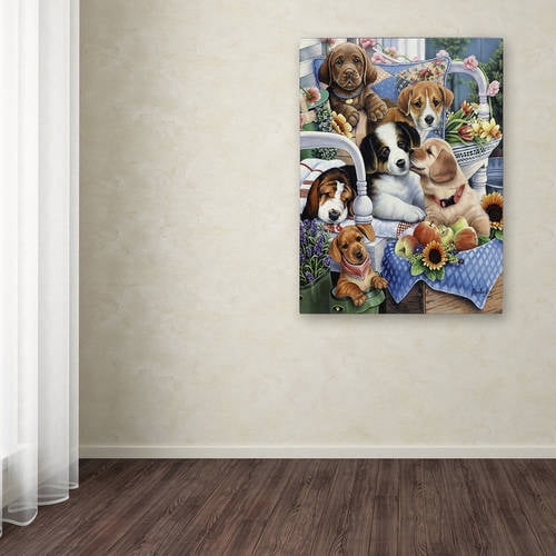 Trademark Fine Art 'Country Pups' Canvas Art by Jenny Newland