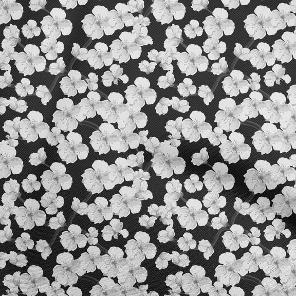 oneOone Silk Tabby Black Fabric Watercolor Floral Quilting Supplies Print Sewing Fabric By The Yard 42 Inch Wide-aD