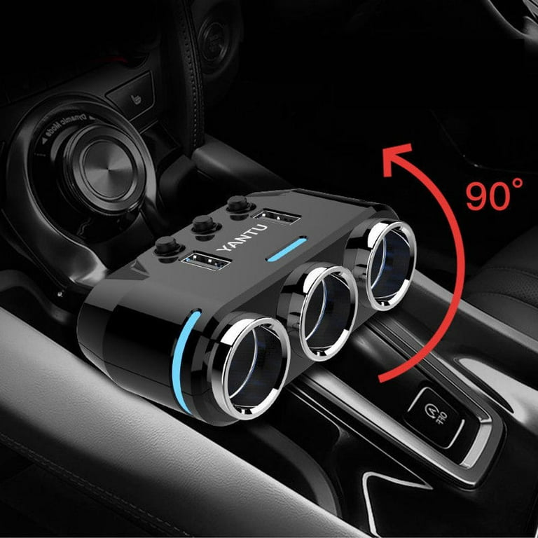 portable car cigarette lighter Portable Car Cigarette Lighter Extender for Car Appliances 3 Cigarette Lighter Slots 2 USB Ports