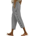 thumbnail image 2 of Uqiangy Lightweight Summer Pants Women Capris Pants For Women Linen Pants Women Linen Beach Pants Boho Pants For Women 2025 Elastic Waist Capri Pants For Women Cotton Pants For Women Gray M, 2 of 9