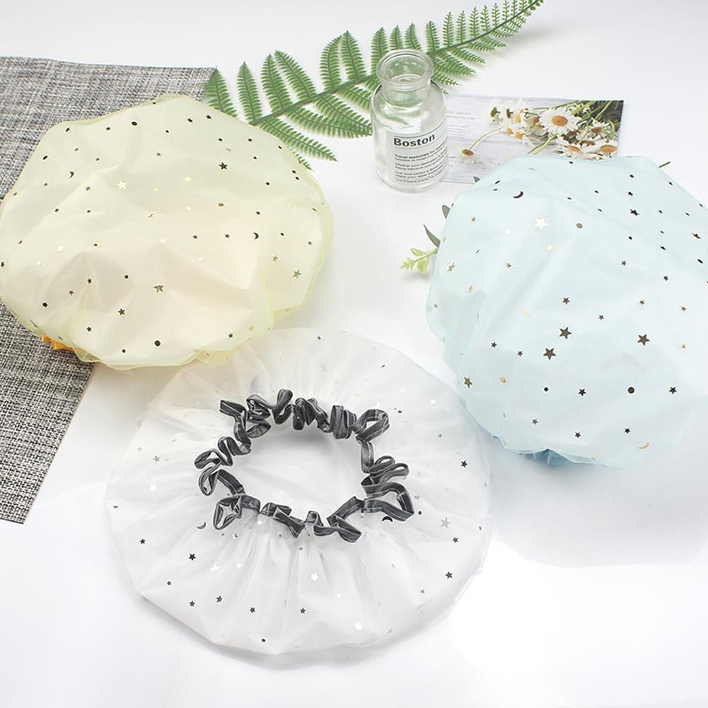 "Waterproof Hat Protect Lady Hair Bath Shower Care Salon Cap "