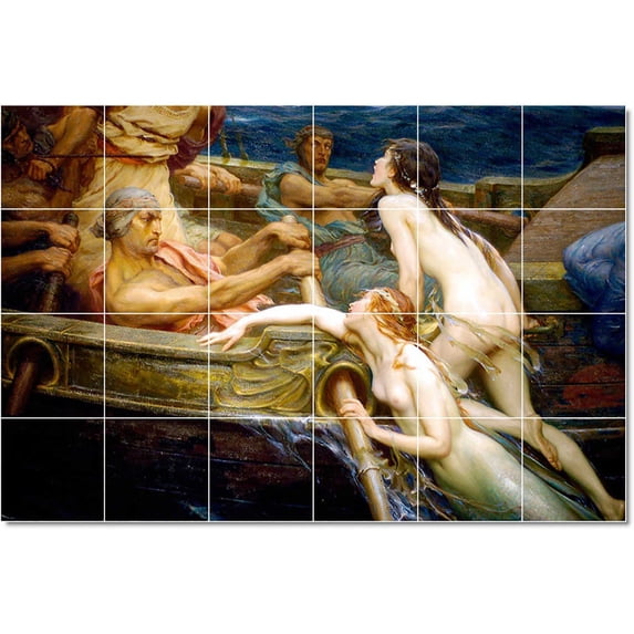 Ceramic Tile Mural-Herbert James Draper Mythology Tile Mural Contemporary Home Renovation. 25.5" w x 17" h using (24) 4.25 x 4.25 ceramic tiles