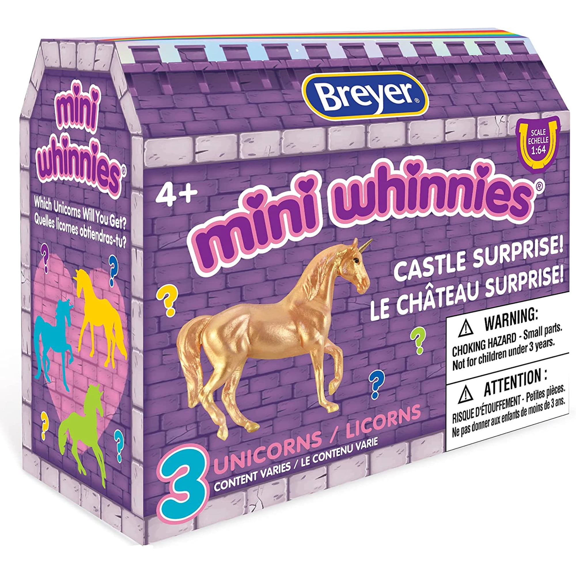 Breyer Horses Mini Whinnies Castle Surprise | 3 Unicorns | Random Assortment | 1:64 Scale | Unicorns Measure 2" x 1.5" | Model #7848