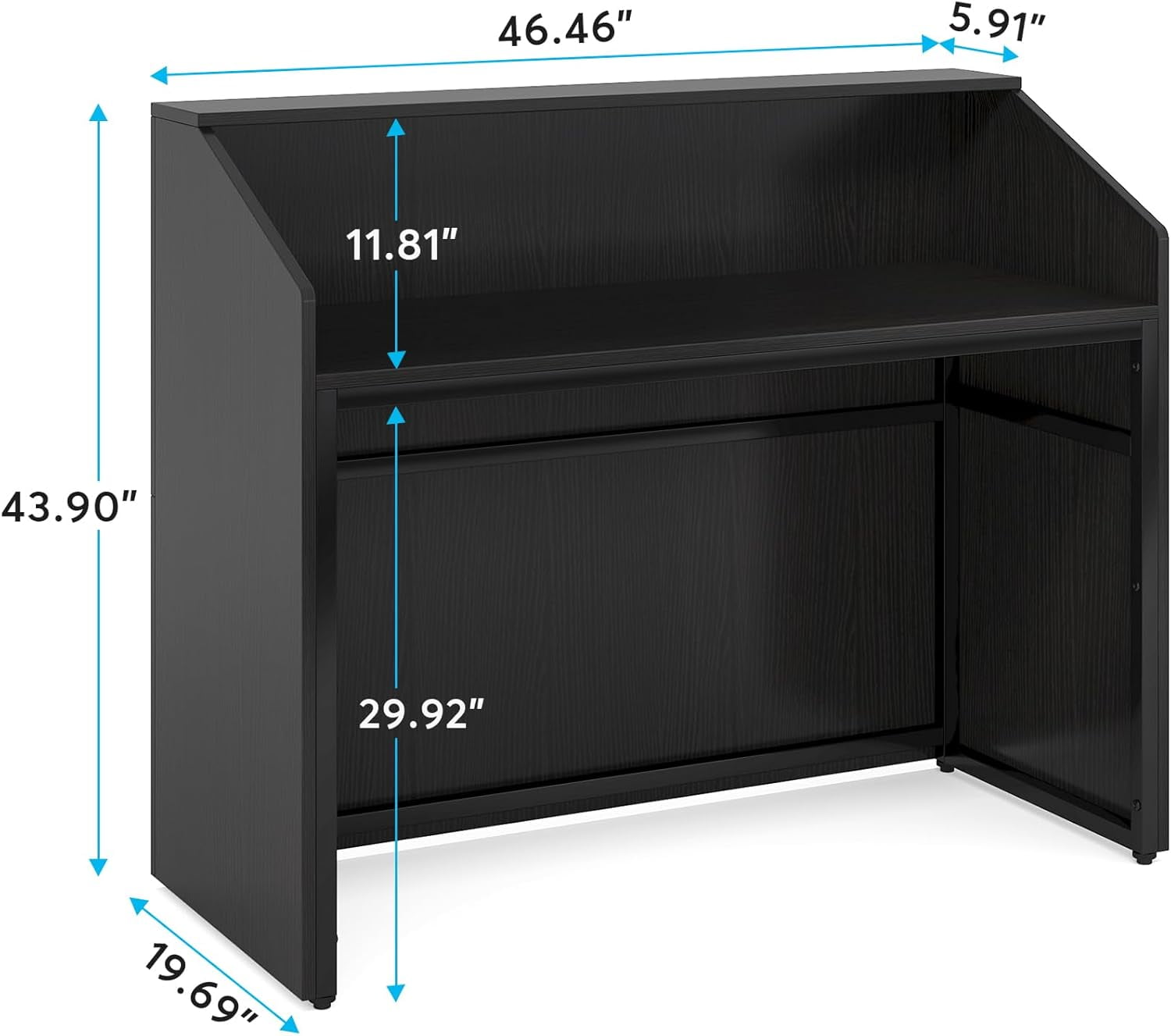Tribesigns Modern 47" Front Desk, Wood Reception Desk Retail Counter for Salon, Home Office, Black