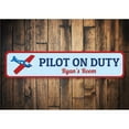 thumbnail image 1 of Pilot On Duty Novelty Sign, Metal Wall Decor - 4x18 inches, 1 of 4