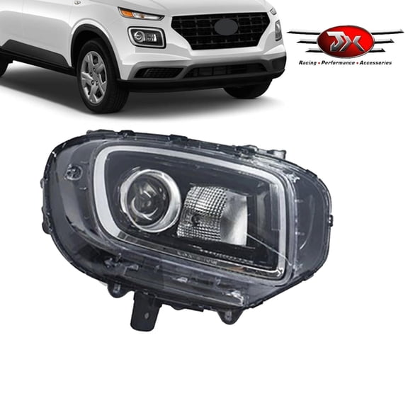 JX RACING Halogen Headlamp W/Bulbs Assembly Compatible with 2020-2023 Hyundai Venue Front Chrome HB3 Headlight W/O DRL Passenger Right  Right