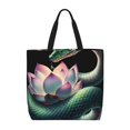 thumbnail image 1 of Fotbe Snake Holding A Lotus Bolsa Tote con Estampado para Mujer, Bolsos con Cremallera, Bolsa de Hombro Casual de Gran Capacidad con Bolsillos Internos, 1 of 7
