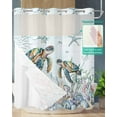 thumbnail image 3 of No Hook Shower Curtains, Sea Turtle Ocean Long Bathtub Curtains with Snap in Liner, Summer Beach Coastal Coral Seagrass Waterproof Washable Fabric Bathroom Shower Curtain Sets, 72" x 78", 3 of 7