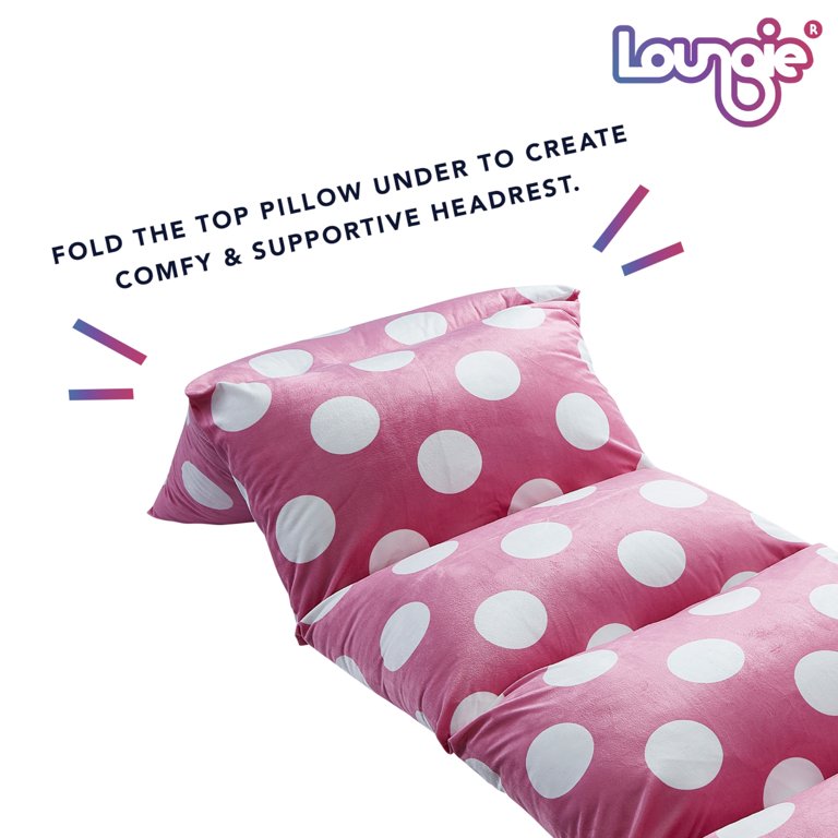 Loungie Pink Polka Dots Bean Bag Covers Microfiber 88 in. x 26 in.