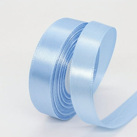 1.5cm*22m Water blue color Satin Ribbon, Solid Fabric Ribbon Roll for Flower Bouquets,Wedding, Handmade Crafts,Gift Wrap Ribbons