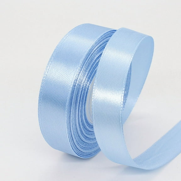 1.5cm*22m Water blue color Satin Ribbon, Solid Fabric Ribbon Roll for Flower Bouquets,Wedding, Handmade Crafts,Gift Wrap Ribbons