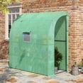 thumbnail image 2 of Dranite 7'x3'x7' Lean-to Greenhouse 2 Roll-Up Door PE Cover 3 Shelves Green, 2 of 12