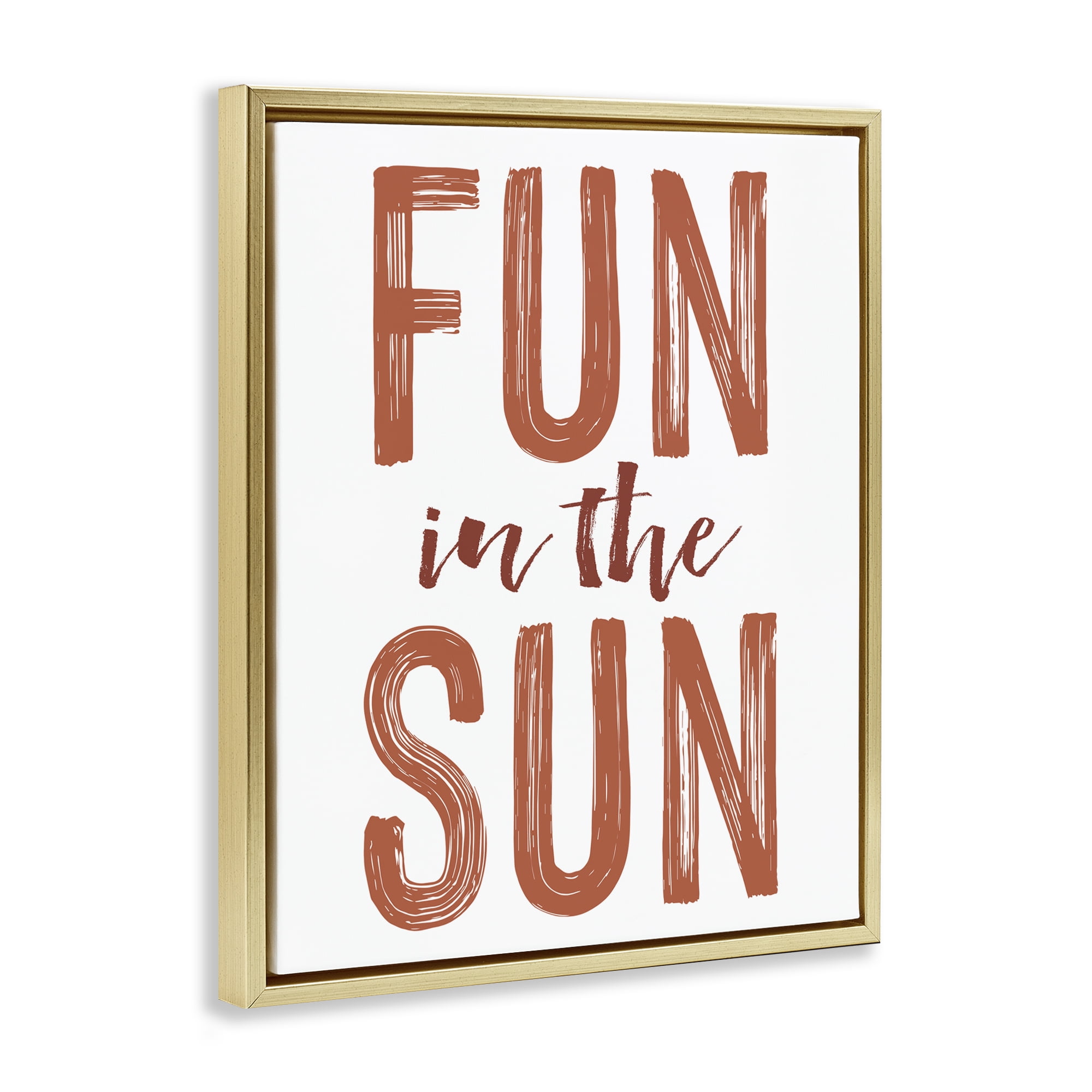 Summer Sentiment Fun In Sun Gold Framed Floater Canvas Wall Art, design by Lettered and Lined