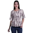 thumbnail image 1 of Moomaya Haut à Col Rond Imprimé pour Femmes Blouse à Manches Coudées Tunique Tenue Formelle, 1 of 5