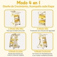 thumbnail image 3 of Taburete de Cocina 4 en 1, Torre de Aprendizaje Montessori con 2 Niveles de Ajuste de Altura, Cinturones De Seguridad Ajustable, Placa Giratoria de 240 °, Ruedas de 360 Grados, 80*51*42cm (Amarillo), 3 of 9
