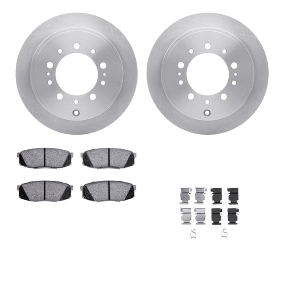 Dynamic Friction Company Rear Brake Rotors with Ultimate Duty Performance Brake Pads includes Hardware 6412-76058