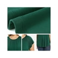 thumbnail image 6 of GRACE & GRANDEUR Women's Plus Size Summer Blouse Pleated Curved Hem Ruffle Sleeve Round Neck Dressy Loose Tops 1X Dark Green, 6 of 7