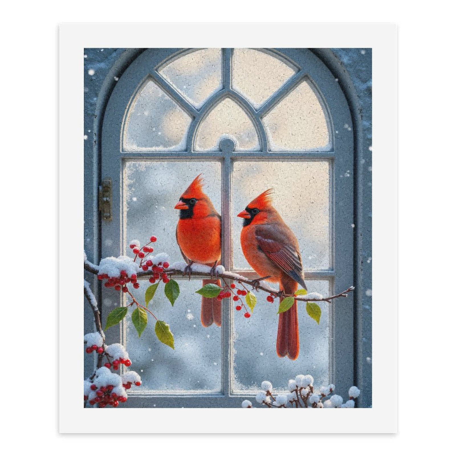 Paint by Numbers Kit for Adults, Winter Birds on Snowy Window Branch Paint by Numbers, Easy Paint by Numbers Kit for Adults Beginner, DIY Adult Paint by Number Kits on Canvas, Home Decor