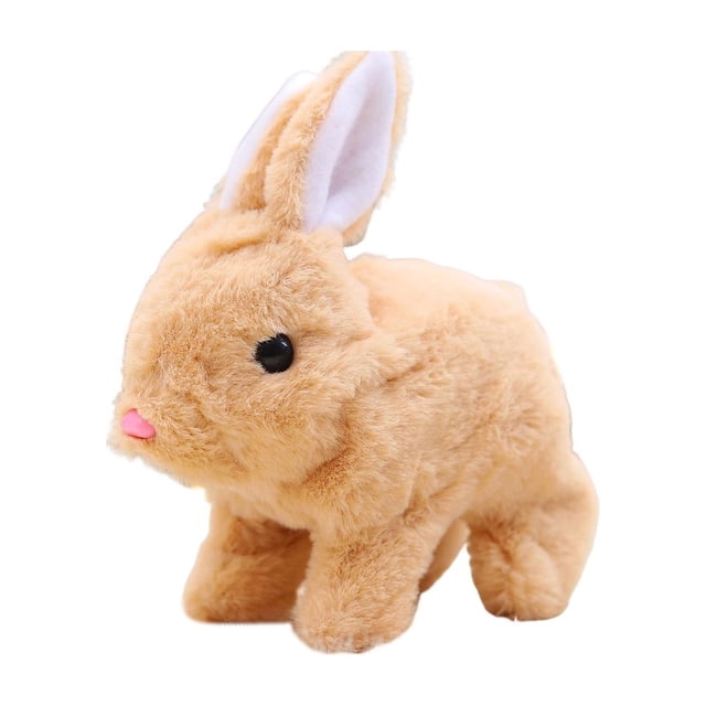 Juguete de conejo de peluche electrónico Animal de peluche Juguete educativo encantador Juguete de conejo suave realista para en edad preescolar marrón Sunnimix conejo de peluche