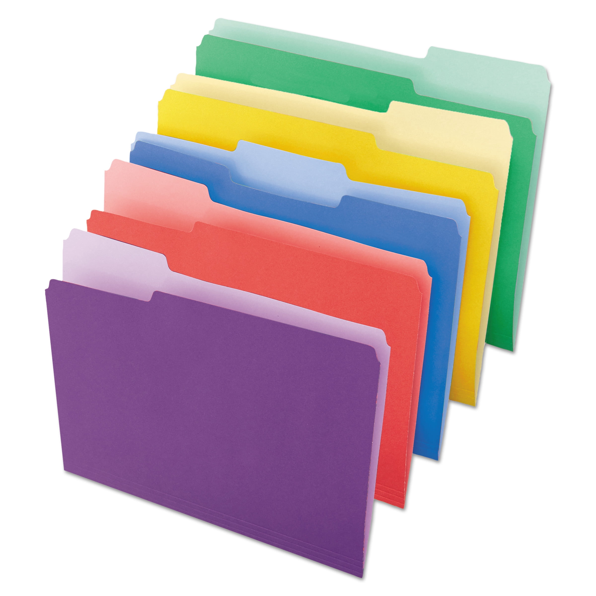Universal Deluxe Colored Top Tab File Folders, 1/3-Cut Tabs, Letter Size, Assorted, 100/Box -UNV10506