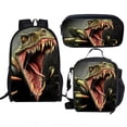 thumbnail image 1 of Set de mochilas con dibujos animados de dinosaurios para niños, escuela, 3 piezas, anime, 1 of 4
