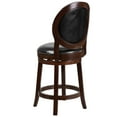 thumbnail image 3 of Flash Furniture 26'' High Cappuccino Counter Height Wood Stool with Oval Back and Black LeatherSoft Swivel Seat, 3 of 5