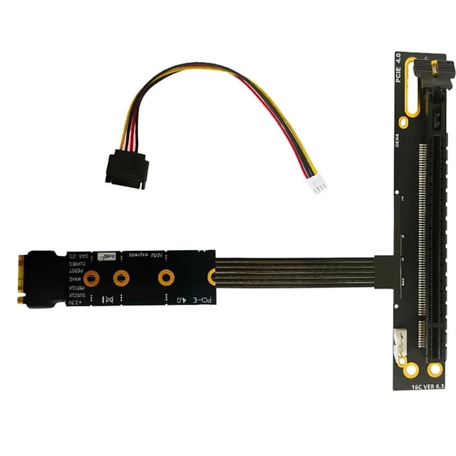 Gen 4 M.2 NVMe PCIe Adapter Cable Silver-Plated Shielded Cable, SATA Adapter and Power Cable Included CPUs Motherboards