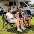 thumbnail image 5 of Slsy 3 Person Camping Chair, Oversized Folding Triple Chair with Cup Holders & Side Pocket, 990 LBS Heavy-Duty Portable Outdoor Chair for Camping, Picnic, Lawn, 5 of 9