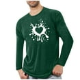 thumbnail image 5 of UVEASISHA Long Sleeve Athletic Shirt for Men Valentines Day Heart Graphic Tees Cotton Blend Casual Regular Fit Tshirts Gym Workout Shirt Army Green 4XL, 5 of 5