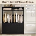thumbnail image 2 of Aheaplus Set of 2 Closet Systems: 6 Wood Drawers + 2 Hanging Rods + 2 Shelves, Freestanding Walk-in Closet Organizer, 48x15x80 Inch, Heavy Duty,Black, 2 of 5
