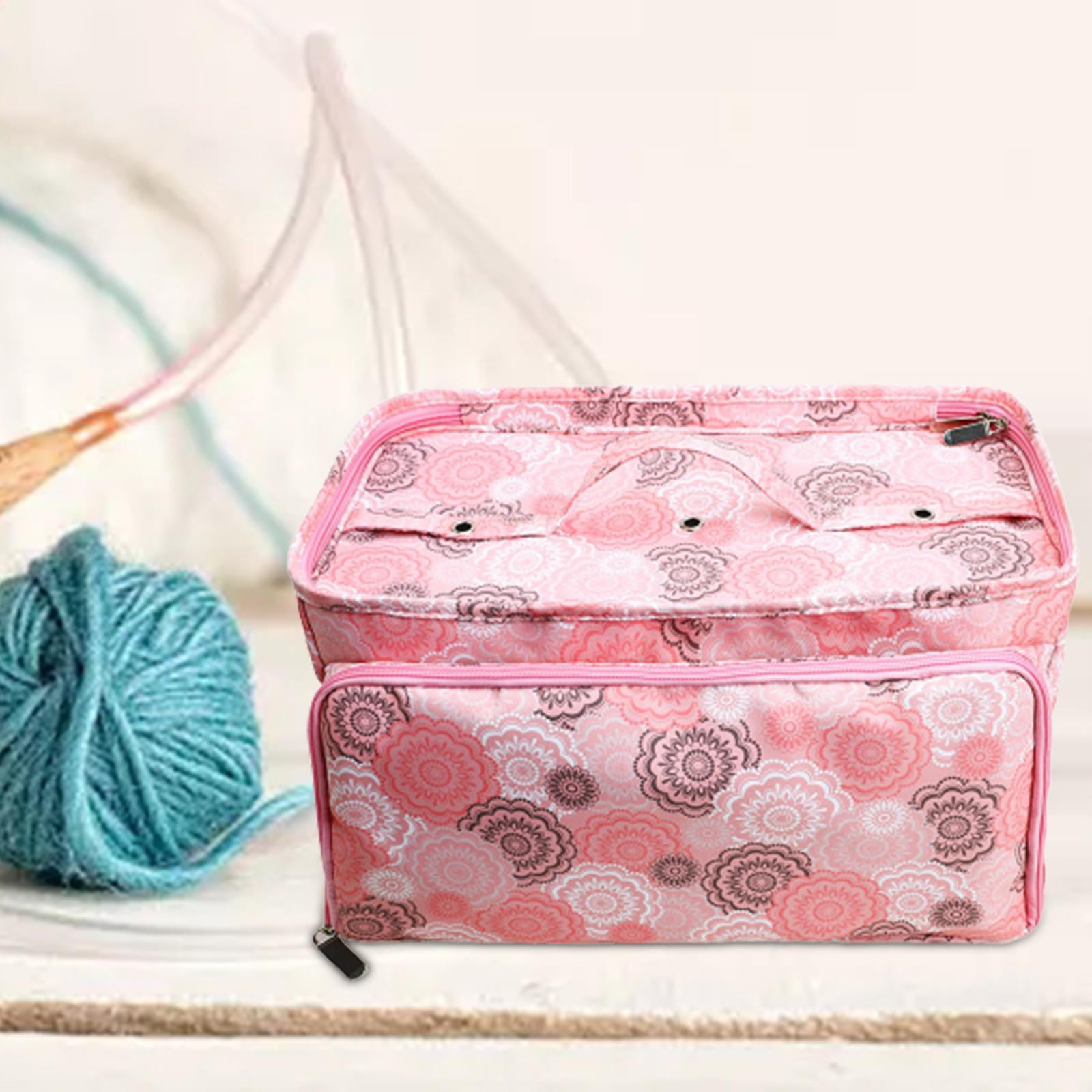 Yarn Storage Tote Bag Crochet Bag Multiple Pockets yarns Yarn Tote Yarn Storage Organizer Sturdy with Side Pocket with 3 Holes Knitting Tote