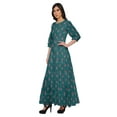 thumbnail image 2 of Moomaya Printed Round Neck 3/4 Sleeve Long Maxi Dress With Drawstring Waist, 2 of 3